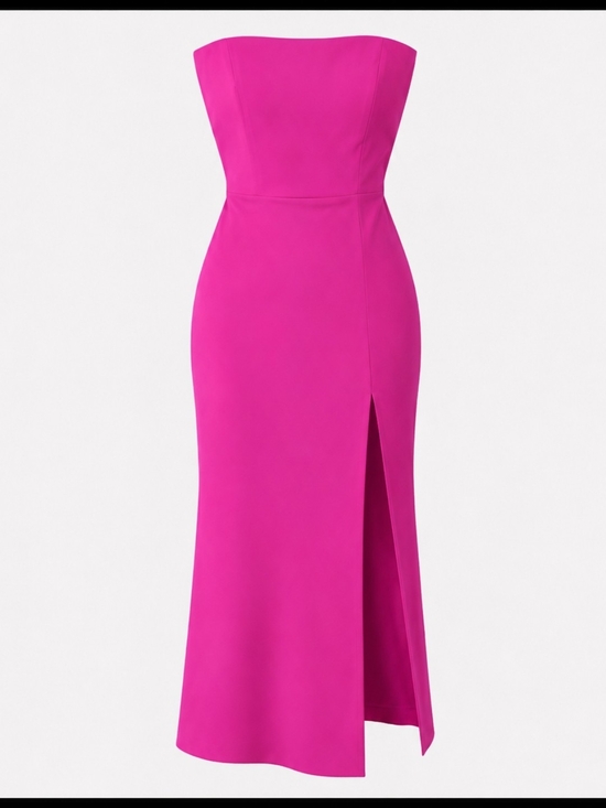 Amanda Uprichard Dresses & Skirts - Amanda Uprichard Strapless Hot Pink Midi Dress with Side Slit Party Bridesmaid